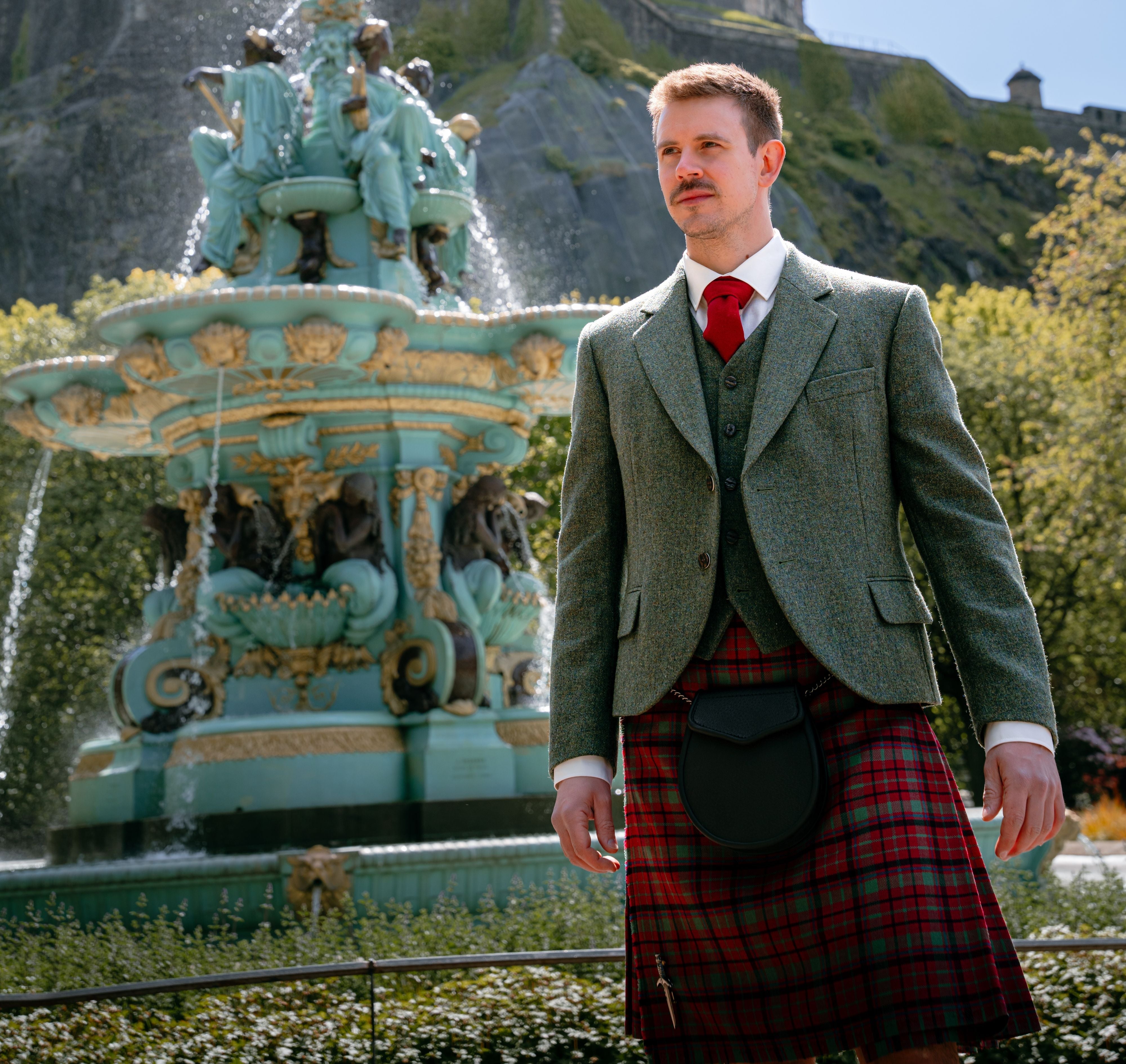 Red Nicolson Muted Kilt Hire Outfits