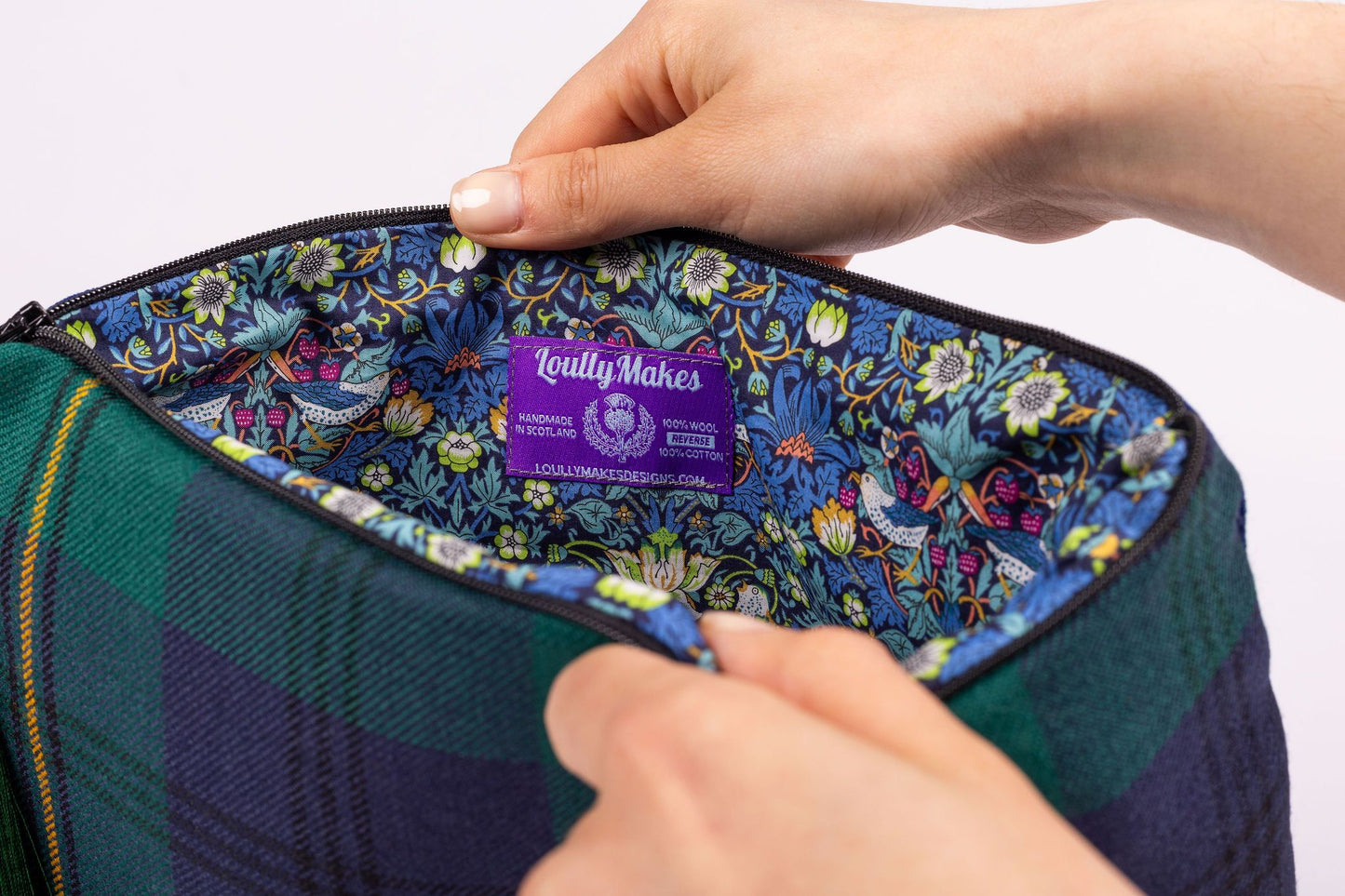 Velvet Backed Clutch Purse - Choose Your Own Tartan - Lined with Liberty Fabric