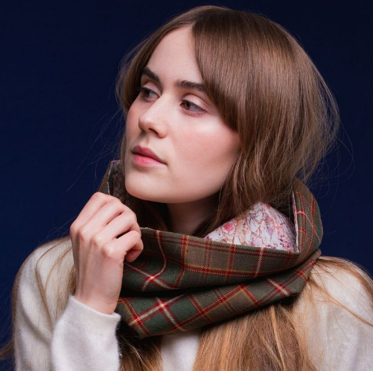 Flodden Commemorative Tartan Cowl lined with Liberty Fabrics by LoullyMakes