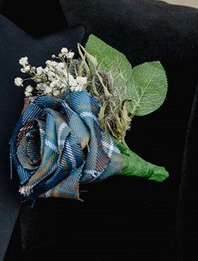 Handmade Tartan Rose Buttonhole - Floral Embellishment