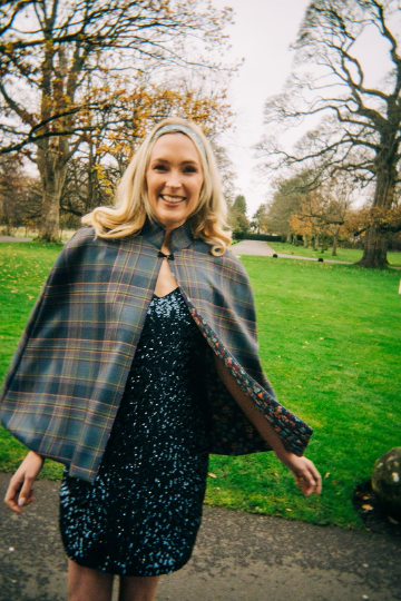 Pure Wool Cape - Choose Your Tartan - Stand Collar Cape with Liberty Fabric Lining