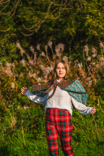 Pure Wool Cape - Choose Your Tartan- Tie Neck Cape with Liberty Fabric Lining