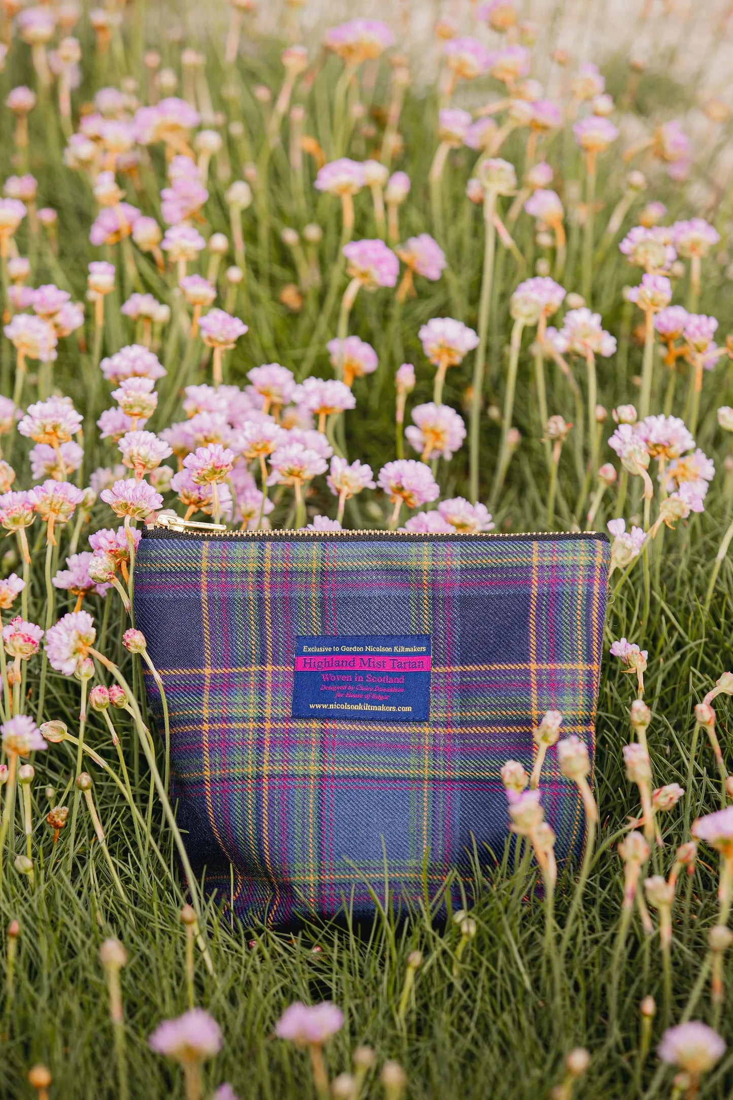 Fern Wool Tartan & Tweed Small Washbag by LoullyMakes