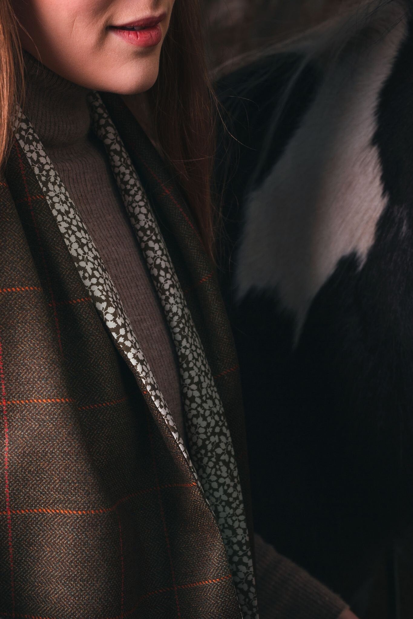 Rich Brown Lovat Tweed Liberty Lined Long Scarf by LoullyMakes