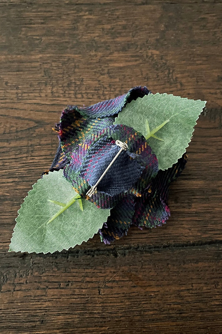 Handmade Tartan Rose Brooch - Unembellished