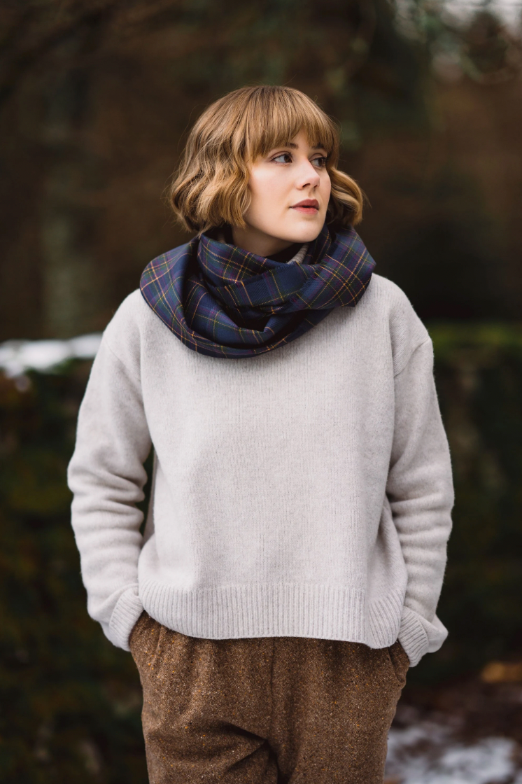 Highland Mist Tartan Cowl Wrap Scarf by LoullyMakes