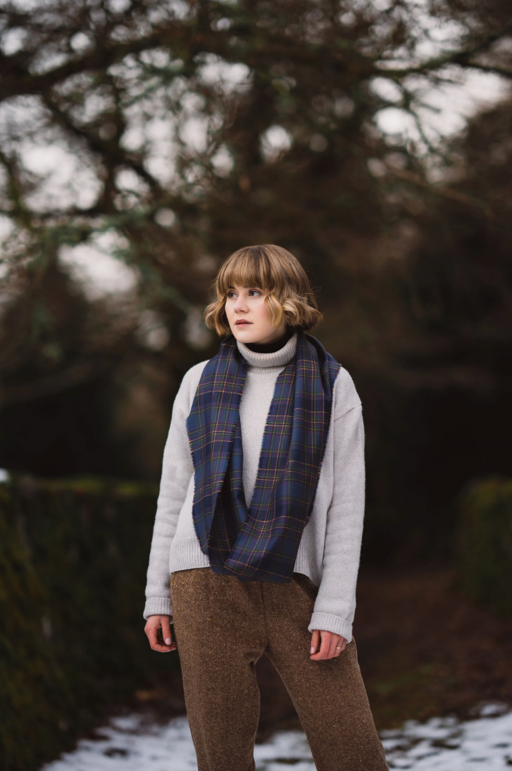 Highland Mist Tartan Cowl Wrap Scarf by LoullyMakes