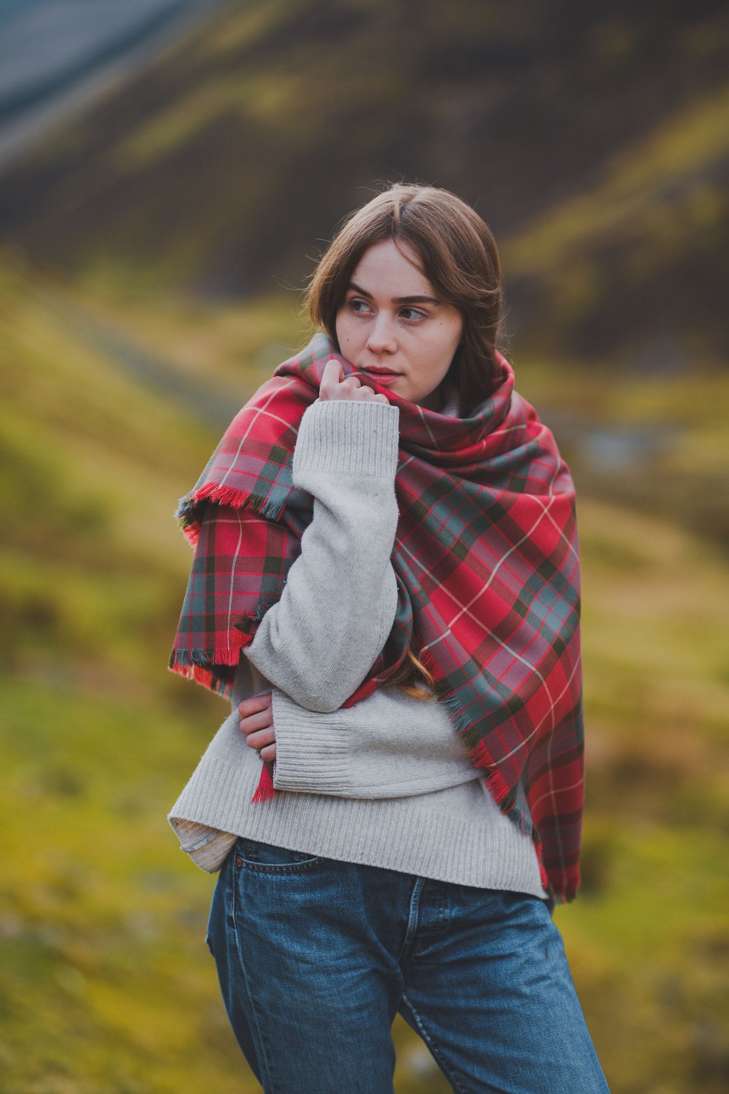 Weathered Red Fraser Outlandish Shawl by LoullyMakes