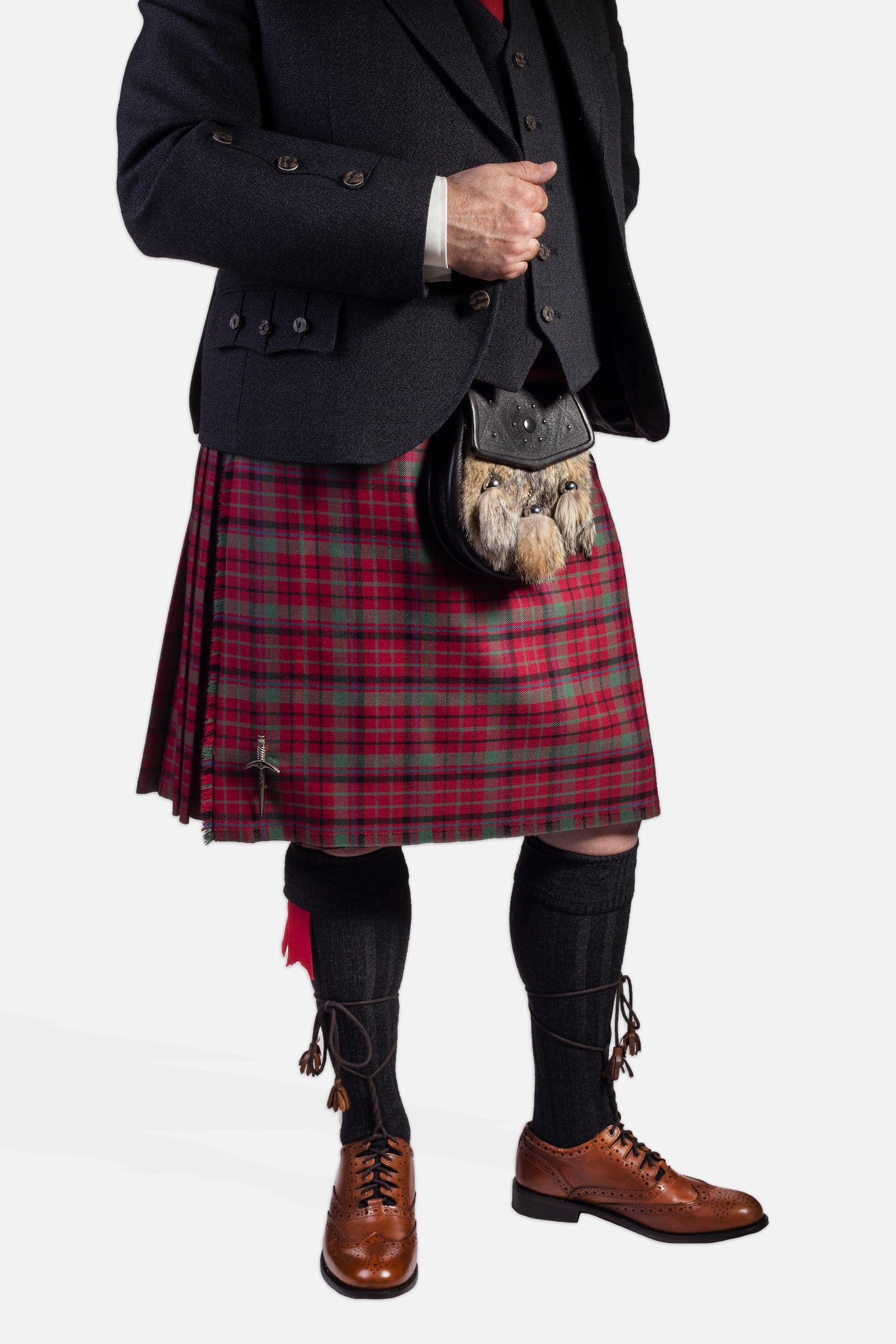 Red Nicolson Muted / Charcoal Holyrood Kilt Hire Outfit