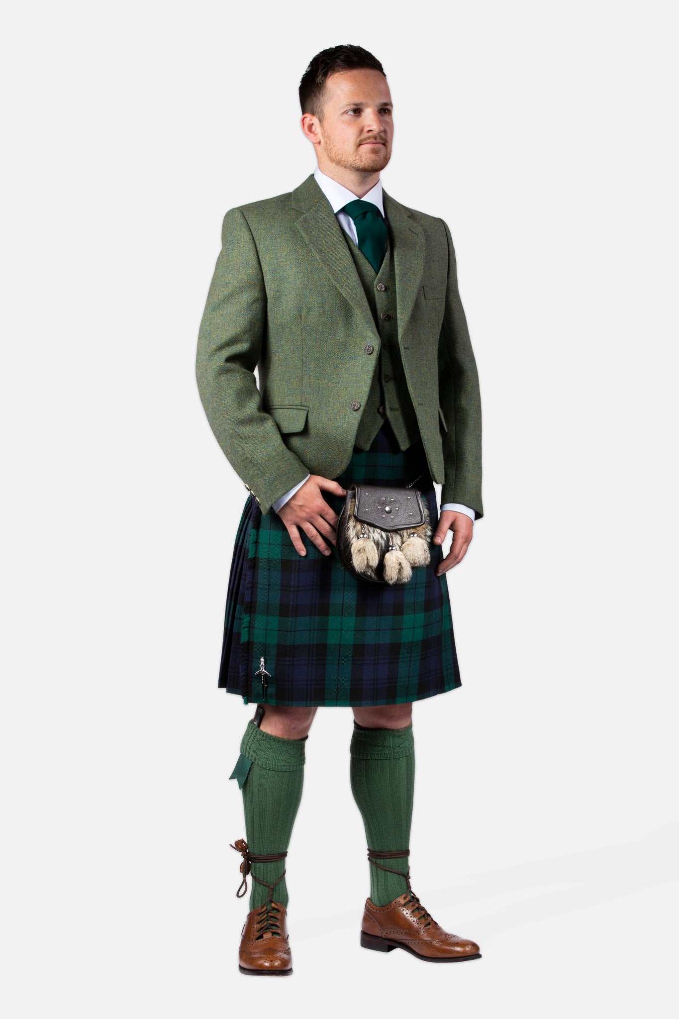Black Watch Lovat Green Tweed Kilt Hire Outfit