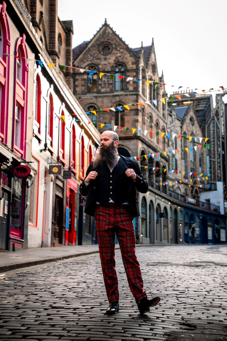 Red Nicolson Muted Trews Hire Outfits