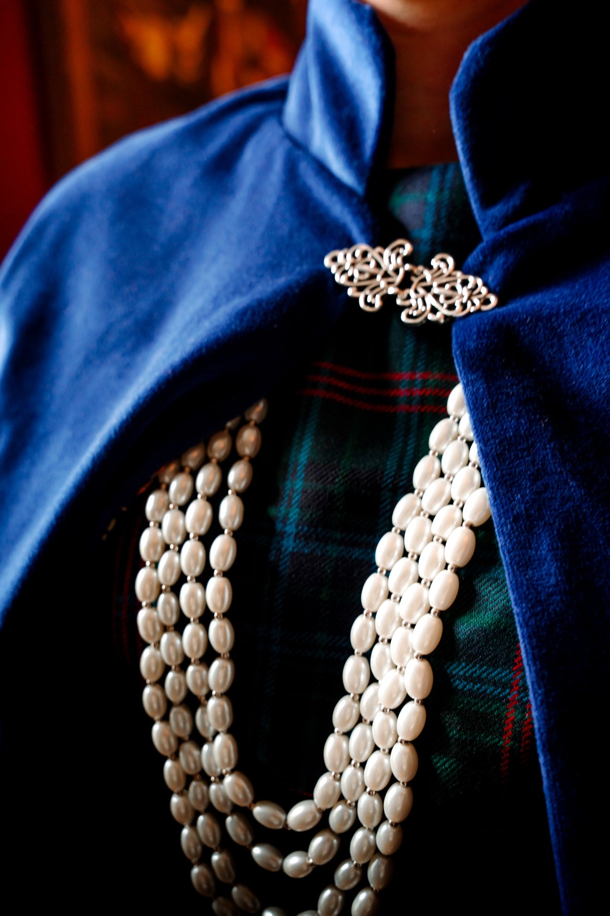 Velvet Cape - Stand Collar Cape with Liberty Fabric Lining