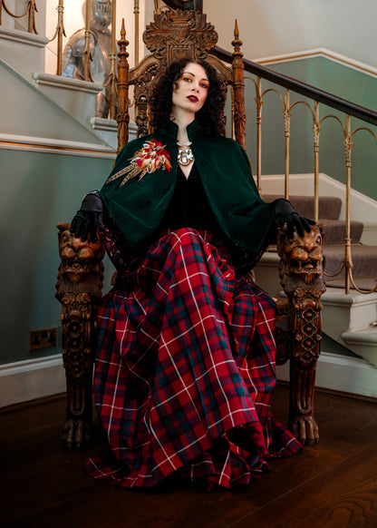 Velvet Cape - Stand Collar Cape with Liberty Fabric Lining