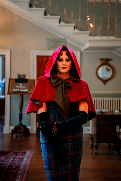 Hooded Velvet Cape with Liberty Fabric Lining