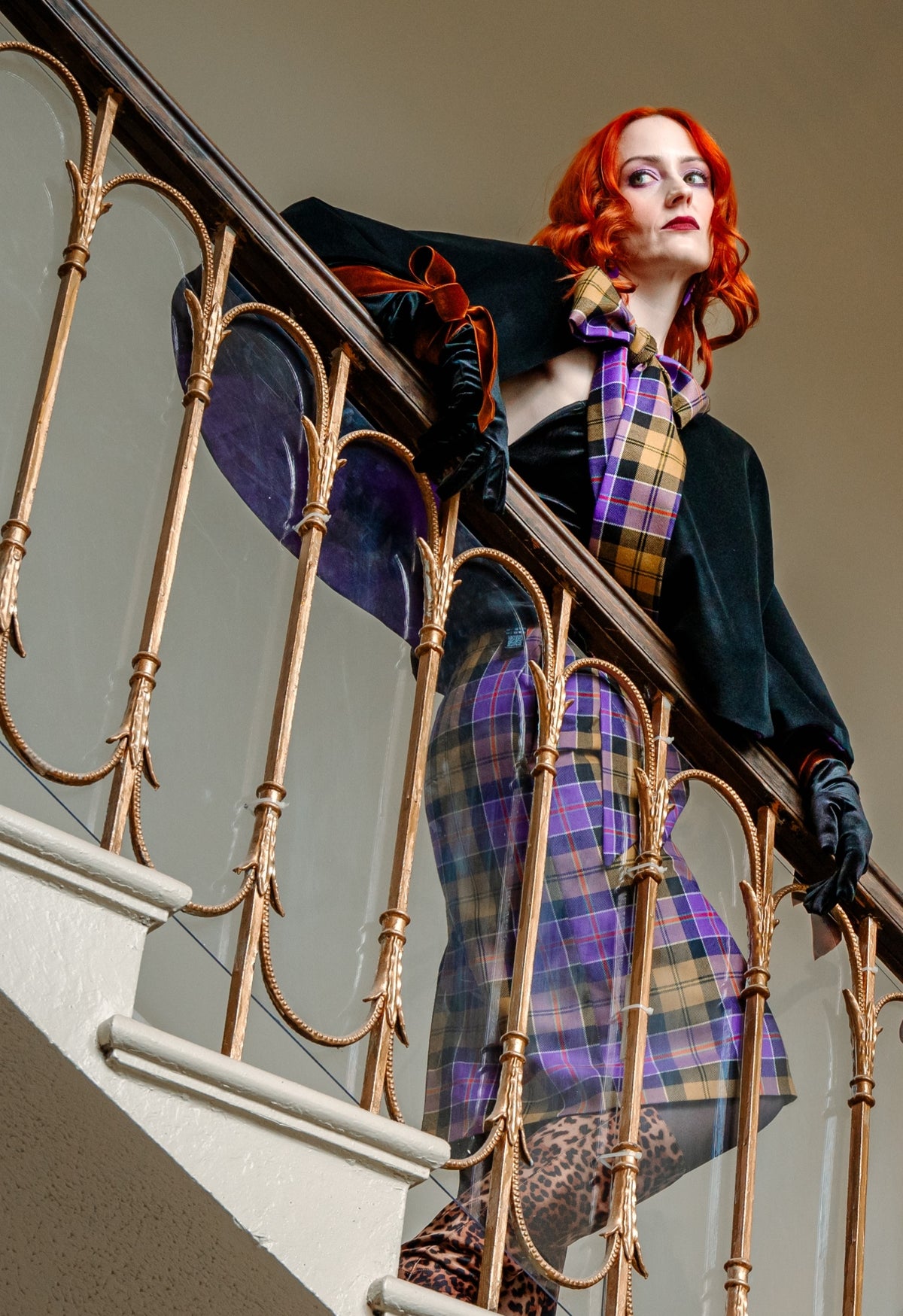 Collarless Velvet Circle Cape with Liberty Fabric Lining