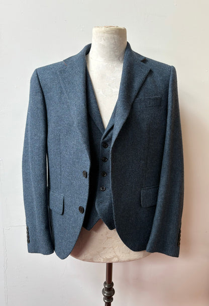 Ex-Hire Blue Tweed Jacket And Waistcoat