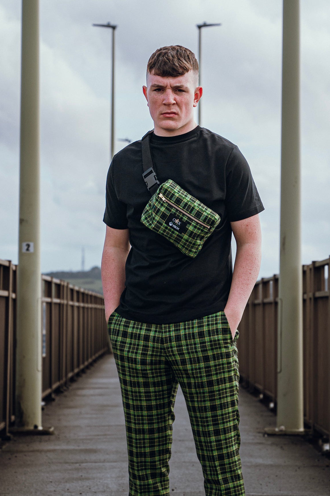 GNK x Xbox Tartan Crossbody Bag