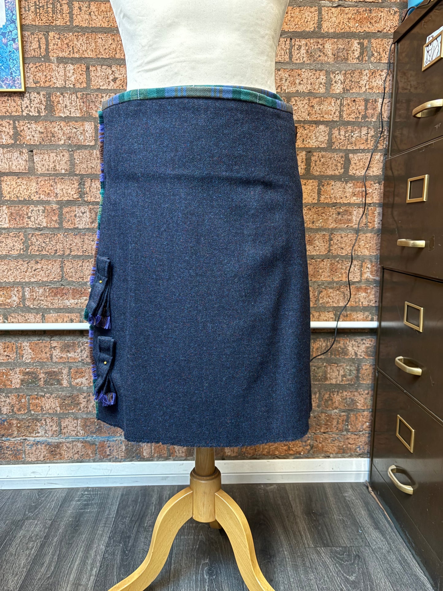 Sale Kilt Blue Tweed Waist 36” Length 22”