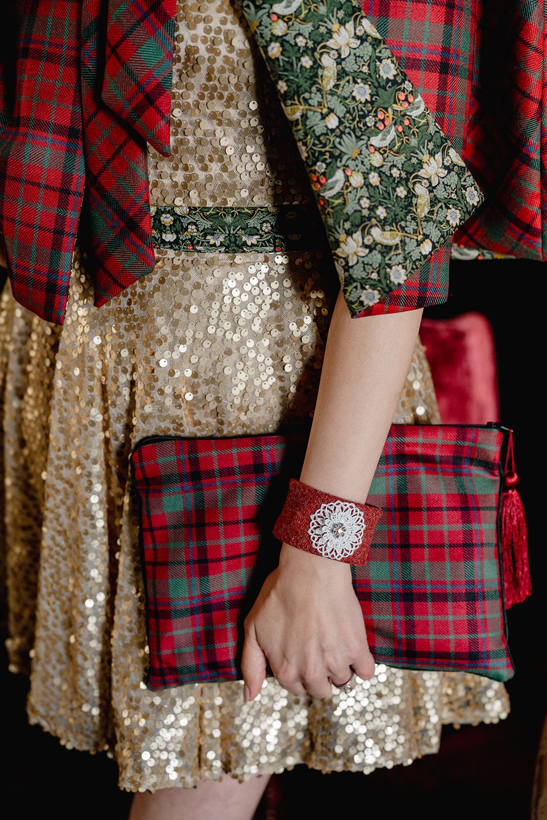 Velvet Backed Clutch Purse - Choose Your Own Tartan - Lined with Liberty Fabric