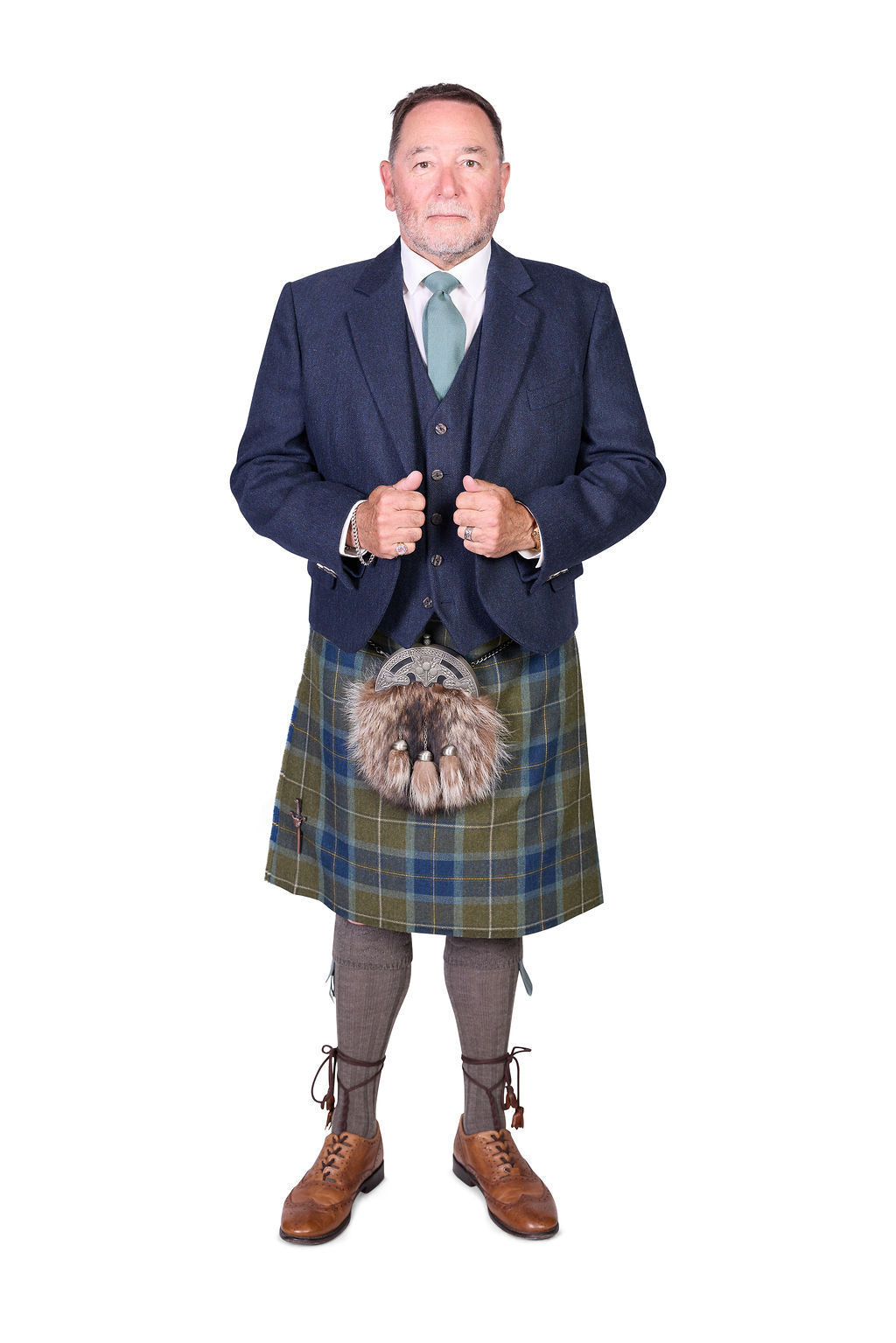 Scottish Borderland Weathered / Lovat Navy Tweed Kilt Hire Outfit
