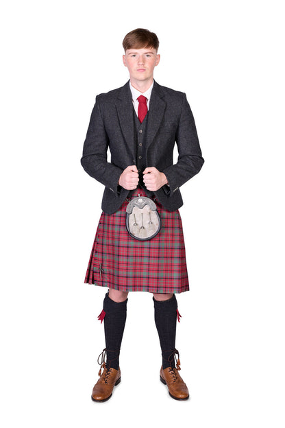 Red Nicolson Muted / Lovat Charcoal Tweed Kilt Hire Outfit