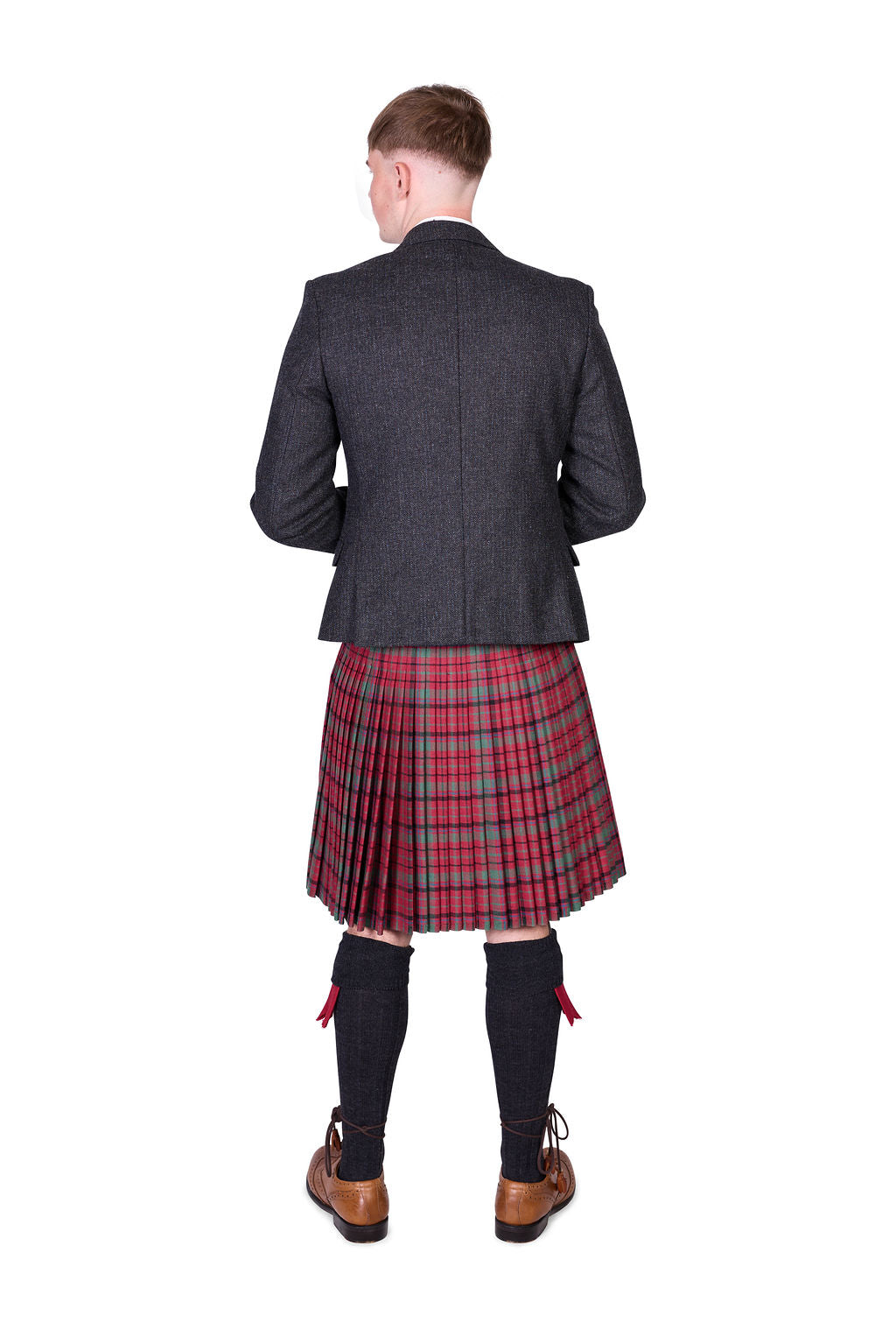 Red Nicolson Muted / Lovat Charcoal Tweed Kilt Hire Outfit