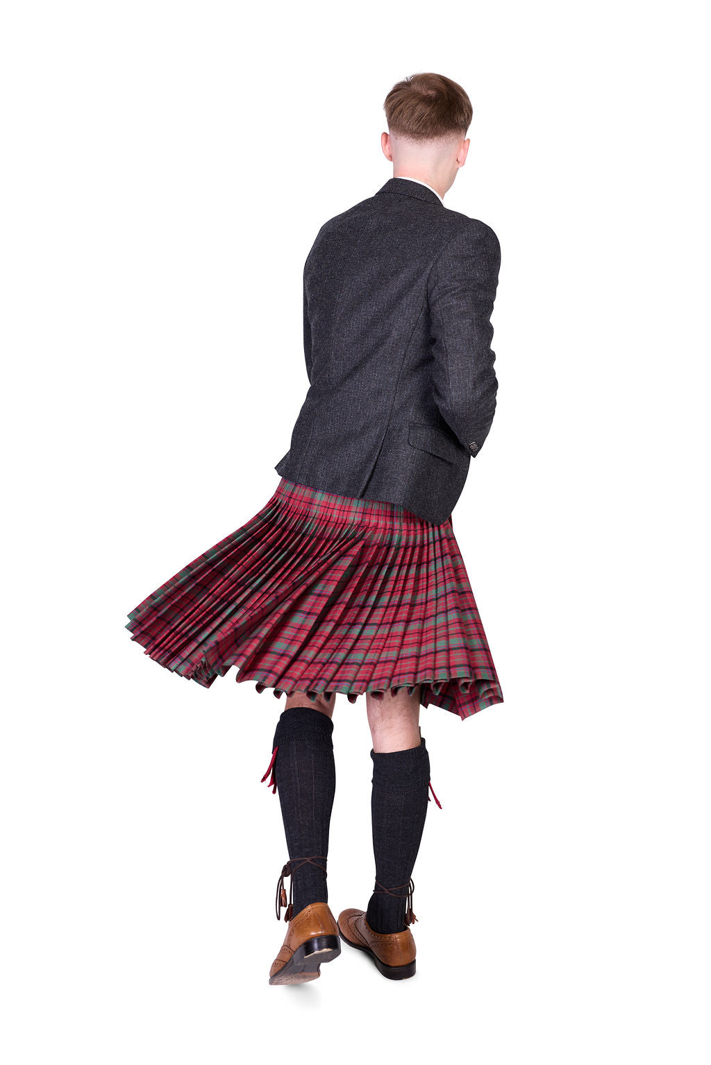 Red Nicolson Muted / Lovat Charcoal Tweed Kilt Hire Outfit
