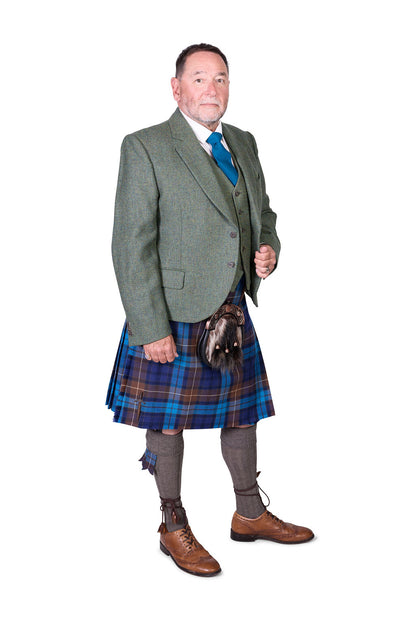 Blue Buchanan / Lovat Green Tweed Kilt Hire Outfit
