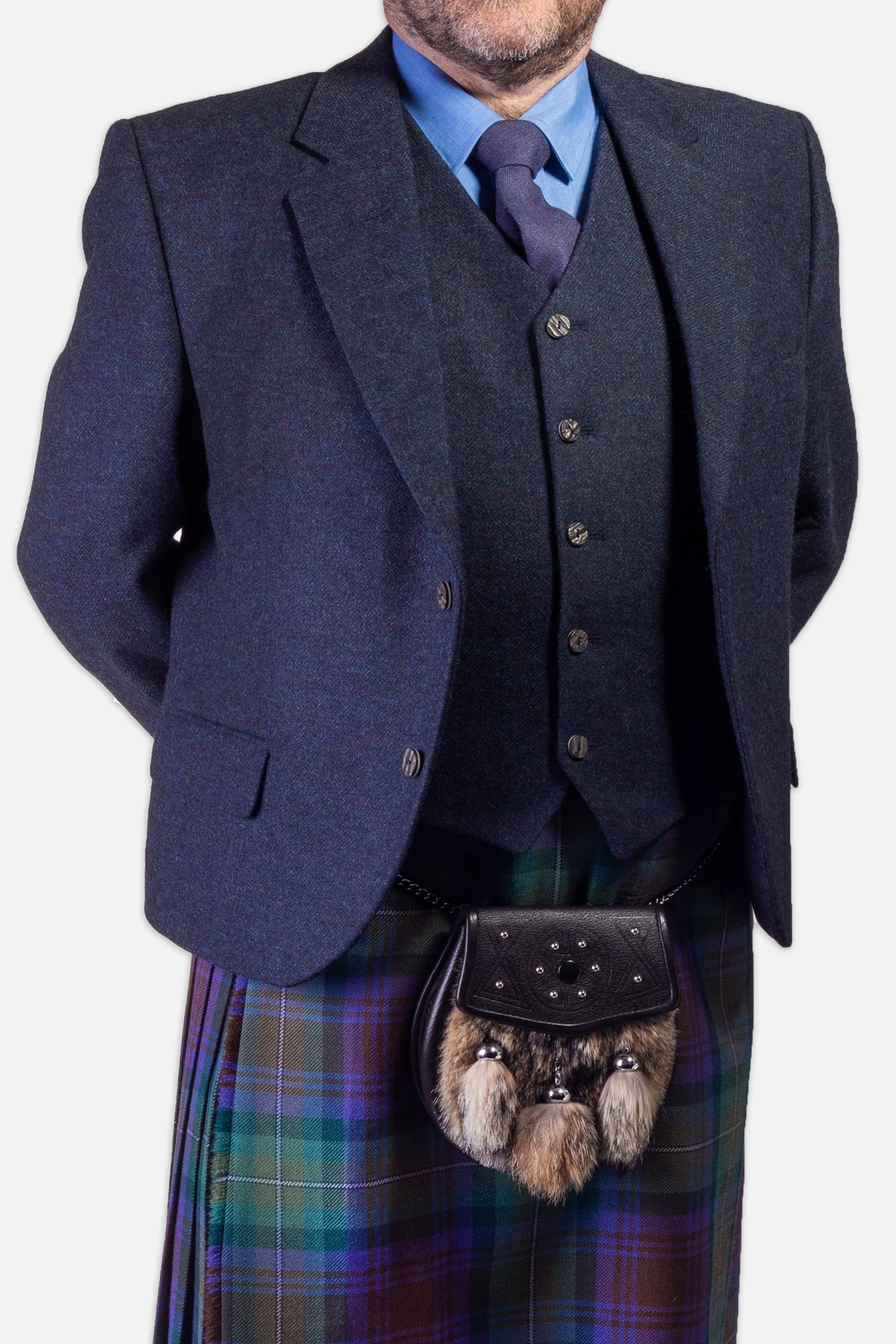 Lovat Navy Tweed Hire Jacket & Waistcoat