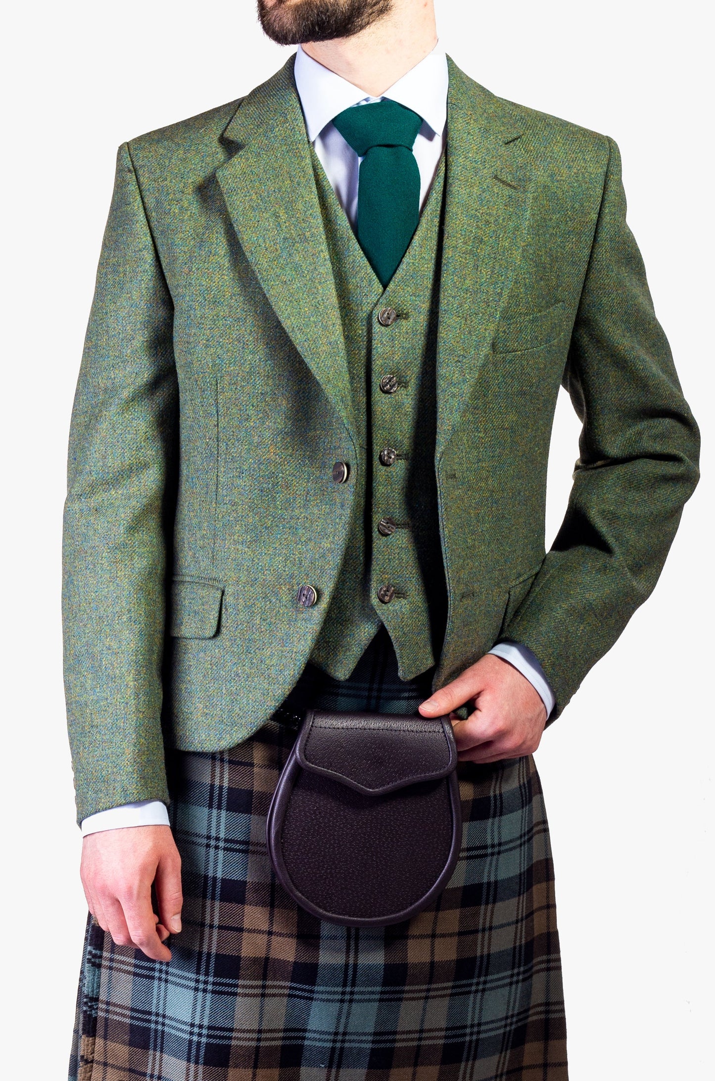 Lovat Green Tweed Hire Jacket & Waistcoat
