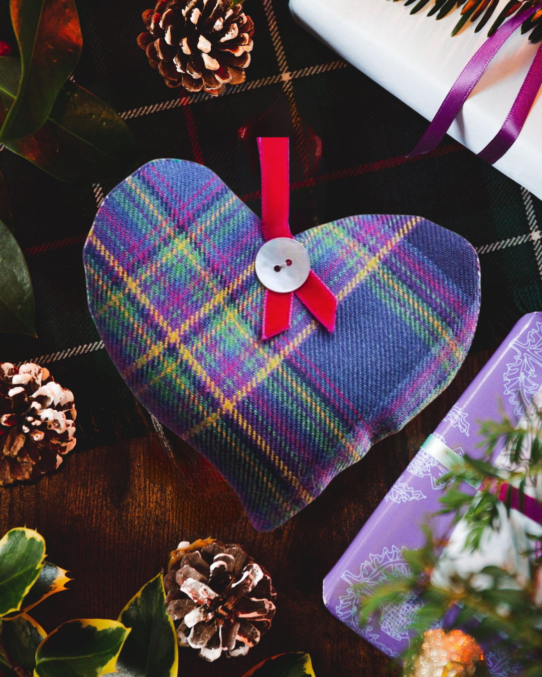 Tartan Scented Herb Hanging Heart Sachet by LoullyMakes