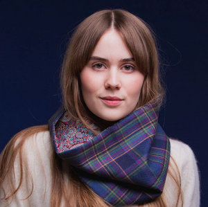 Highland Mist Tartan Cowl lined with Liberty Fabrics by LoullyMakes