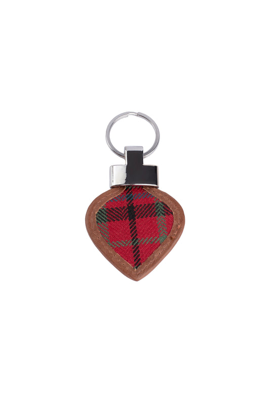 Tartan & Leather Heart Keyring