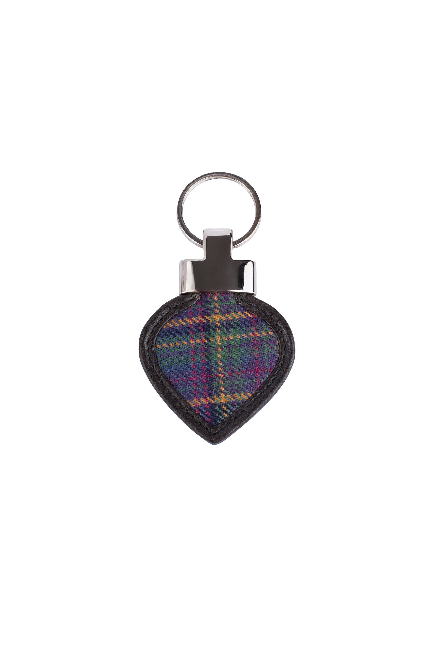 Tartan & Leather Heart Keyring