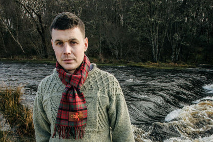 Nicolson Red Muted Tartan Lambswool Scarf