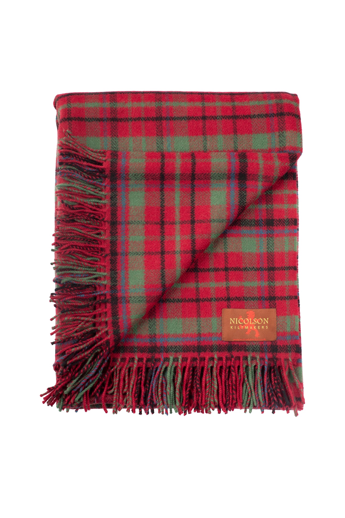 Red Nicolson Muted Tartan Lambswool Blanket