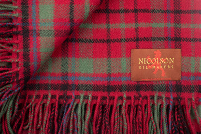 Red Nicolson Muted Tartan Lambswool Blanket