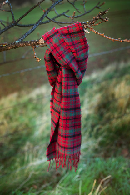 Nicolson Red Muted Tartan Lambswool Scarf