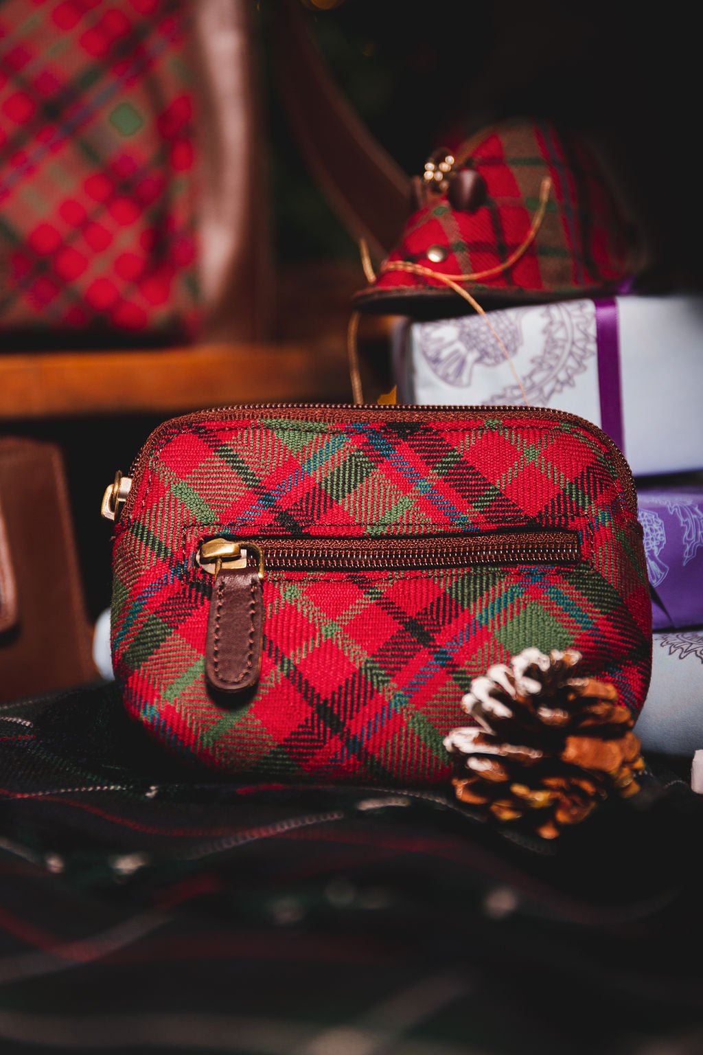 Tartan & Leather Coin Purse