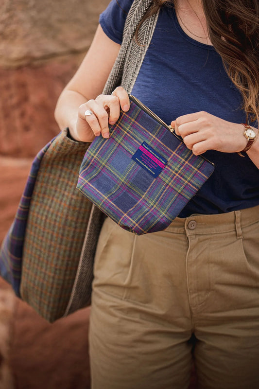 Fern Tartan & Tweed Small Washbag with Liberty Fabrics by LoullyMakes