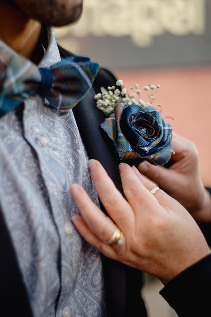 Handmade Tartan Rose Buttonhole - Floral Embellishment