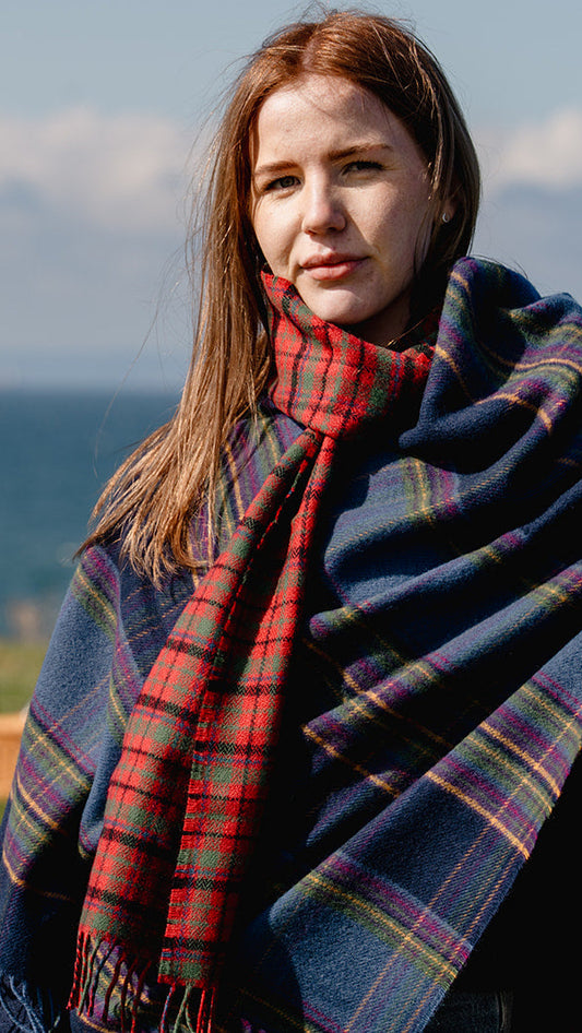 Nicolson Red Muted Tartan Lambswool Scarf
