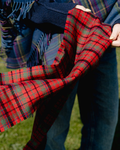 Nicolson Red Muted Tartan Lambswool Scarf