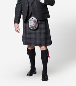 Gordon Nicolson Kiltmakers Highland Granite tartan kilt and charcoal tweed jacket hire outfit