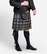 Load image into Gallery viewer, Weathered Black Watch kilt and charcoal tweed jacket kilt hire outfit
