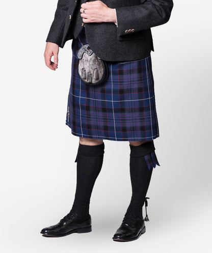 Gordon Nicolson Kiltmakers Western Isles tartan kilt and charcoal tweed jacket hire outfit