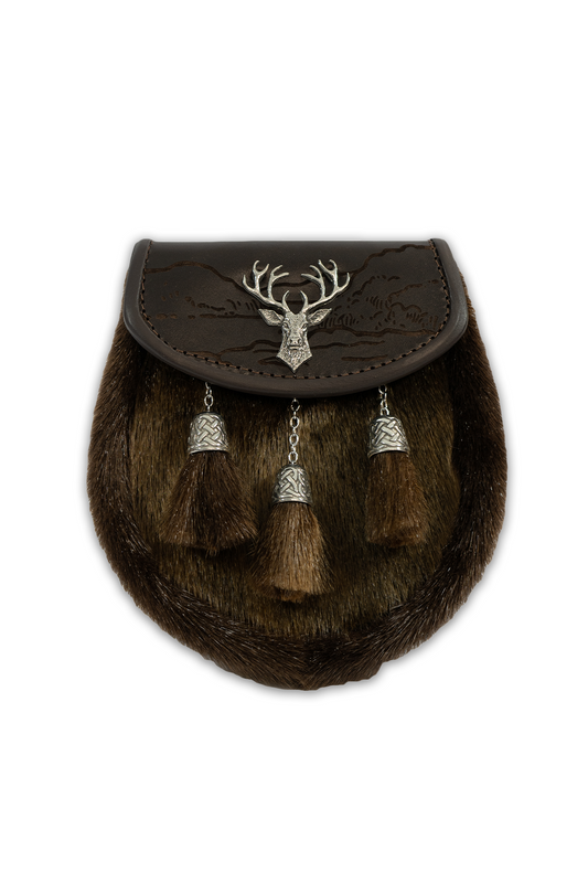 Highland Stag Semi Dress Sporran (Brown)