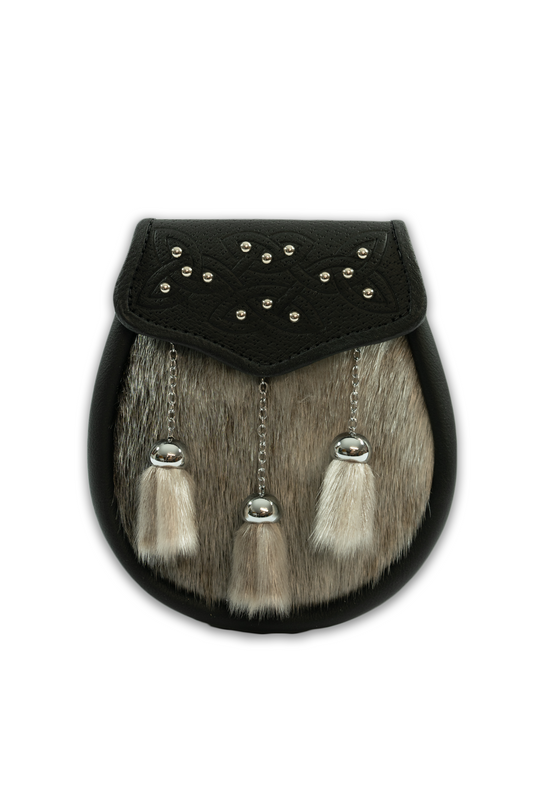 Studded Celtic Semi Dress Sporran (Black)