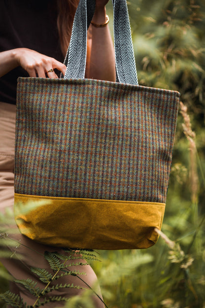 Thistle Scottish Wool Shopper Bag with Liberty Print Lining by LoullyMakes