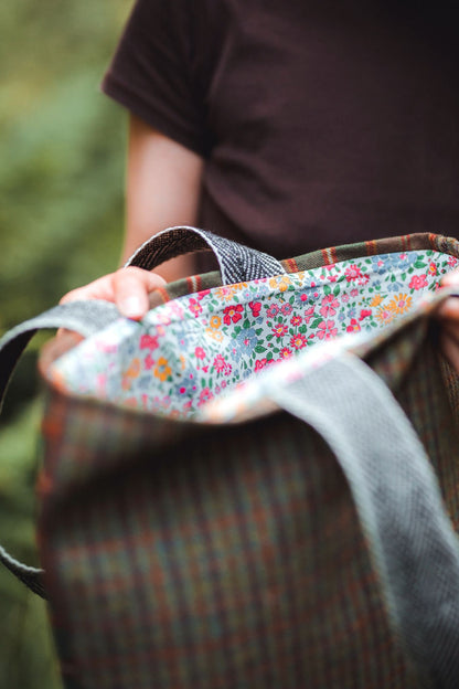 Thistle Scottish Wool Shopper Bag with Liberty Print Lining by LoullyMakes